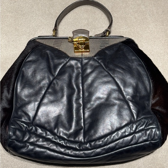 Dolce & Gabbana Black Leather, Exotic And Calf Hair Runway Tote Bag - Picture 1 of 7